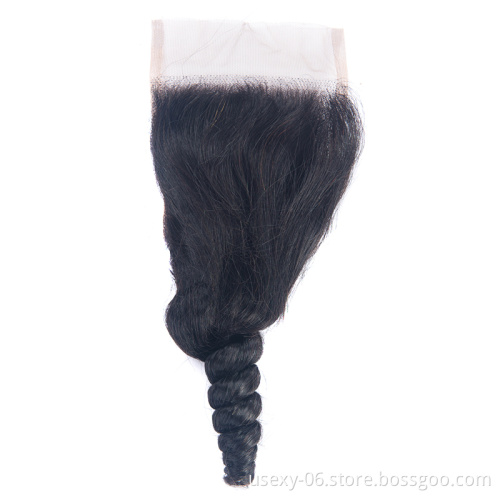 Hot Selling Grade 10A Raw Peruvian Loose Wave Hair Lace Closure Virgin Cuticle Aligned Hair